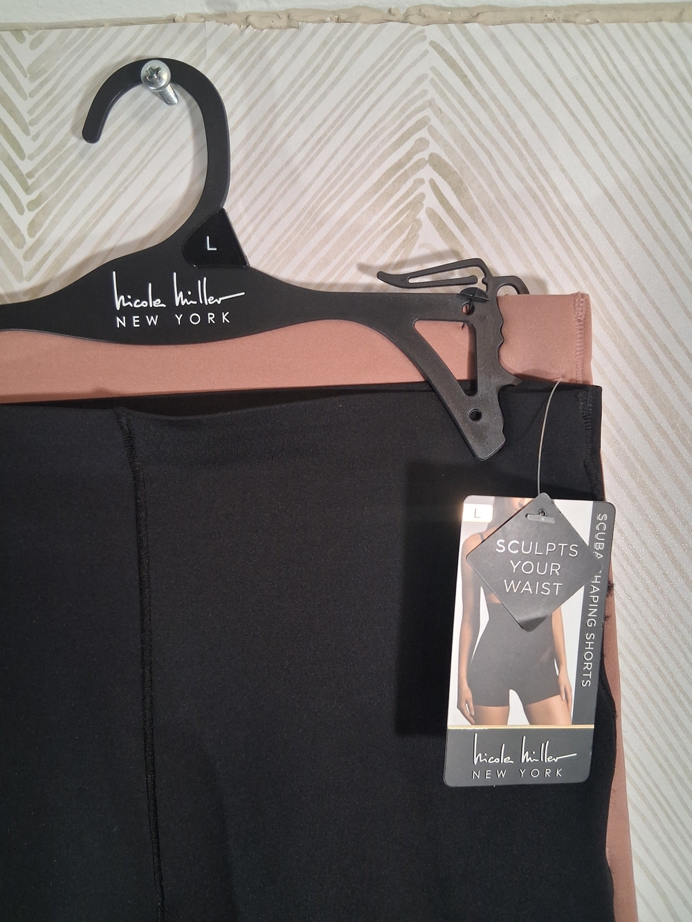 Nicole Miller Sculpting High-Waist Shorts - Black with Blush Waistband